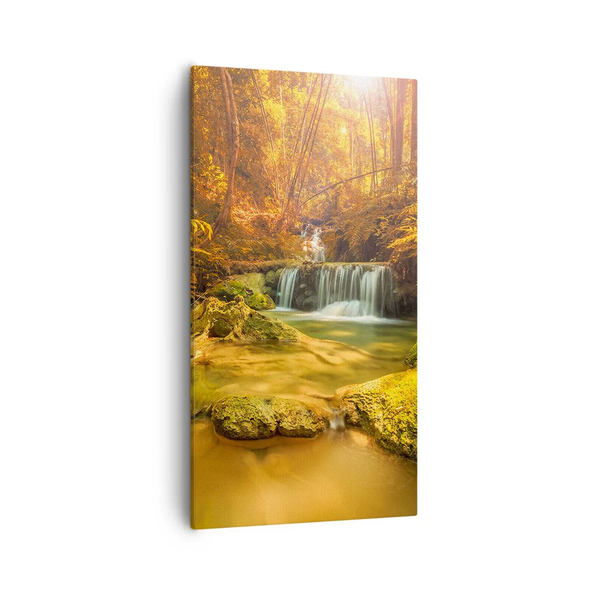 Bild auf Leinwand - Leinwandbild - Waldkaskade in Gold - 55x100 cm