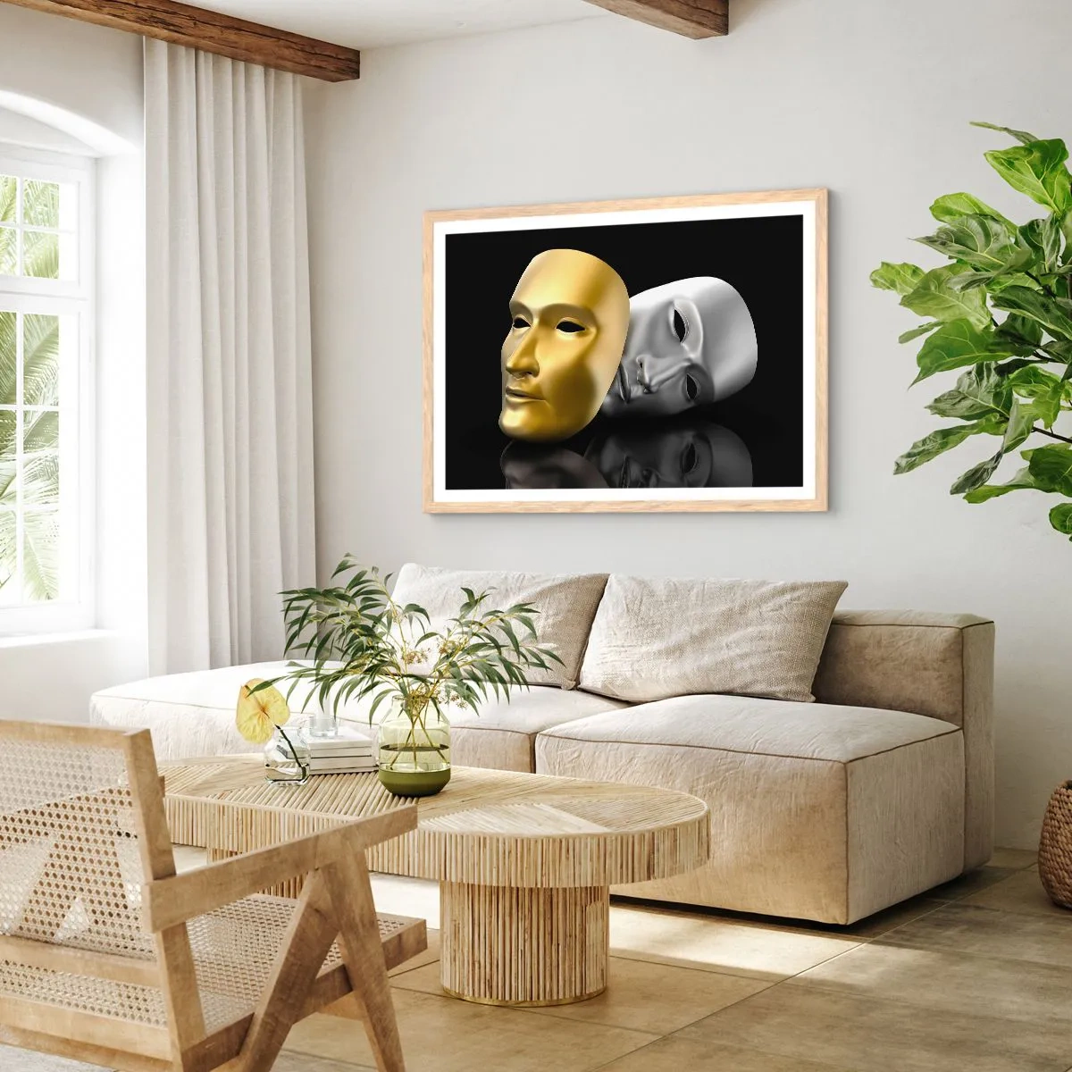 Poster in einem Rahmen aus heller Eiche - Das Leben ist wie ein Theater - 100x70 cm