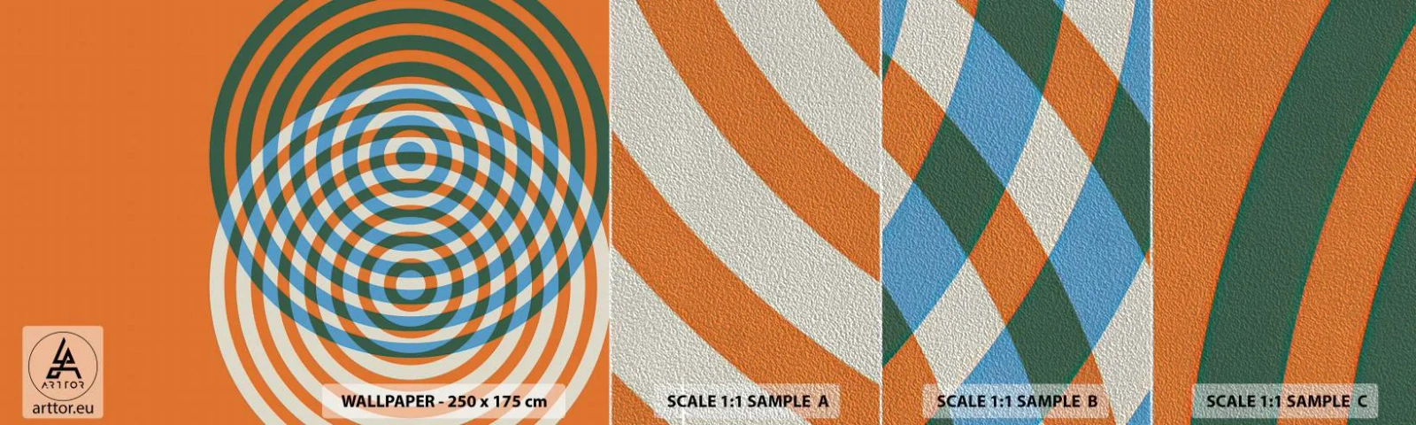 Fototapeten Muster Premium Sand - Abstrakte kreisförmige Variation - Abstraktion, Stück, Bezirke - 100x30 cm