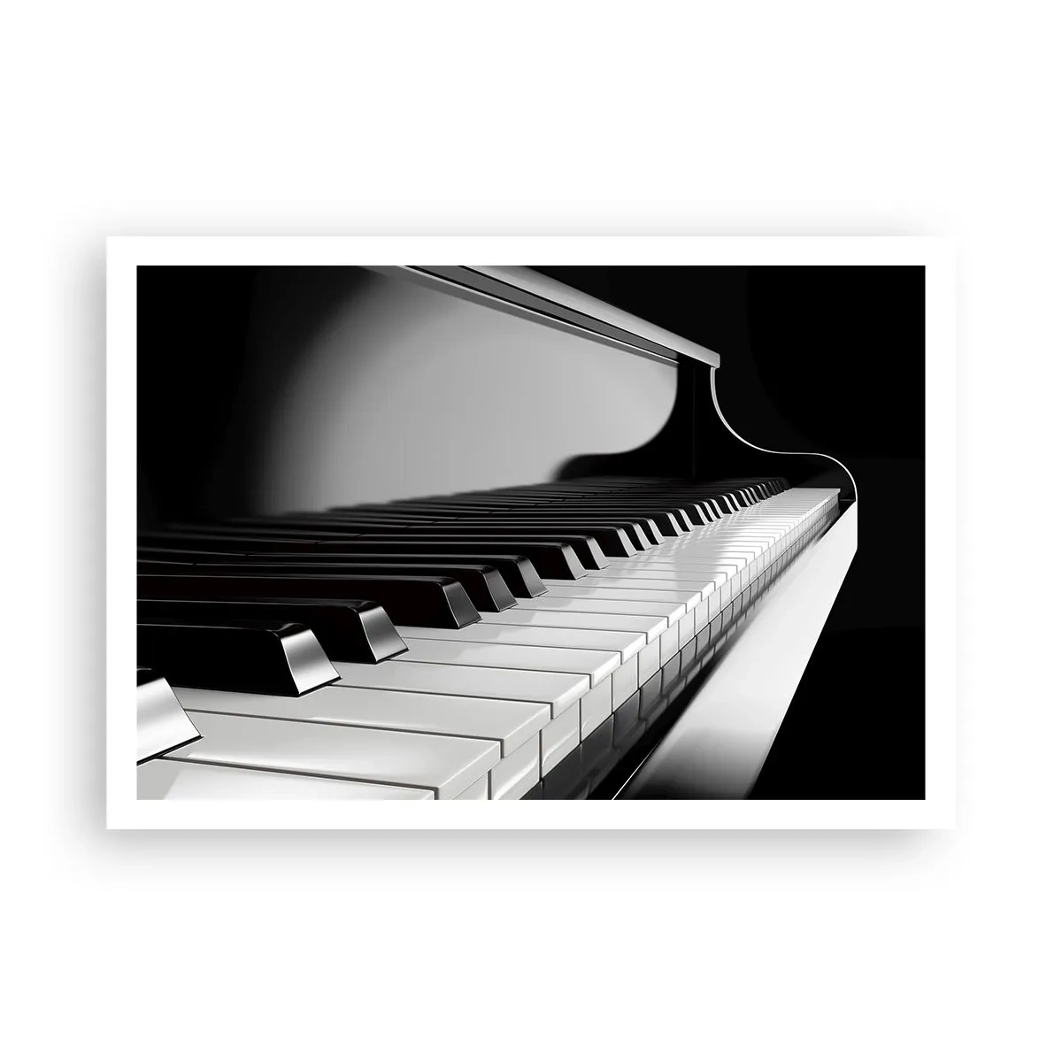 Poster - Klaviertasten in einer eleganten Schwarz-Weiß-Aufnahme - 100x70cm - Harmonie von Formen und Farben - Moderne Wanddekoration für Wohnzimmer und Schlafzimmer ARTTOR