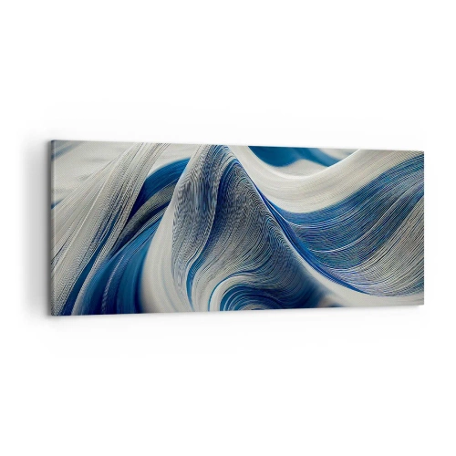 Bild auf Leinwand - Leinwandbild - Fließfähigkeit von Blau und Weiß - 100x40 cm