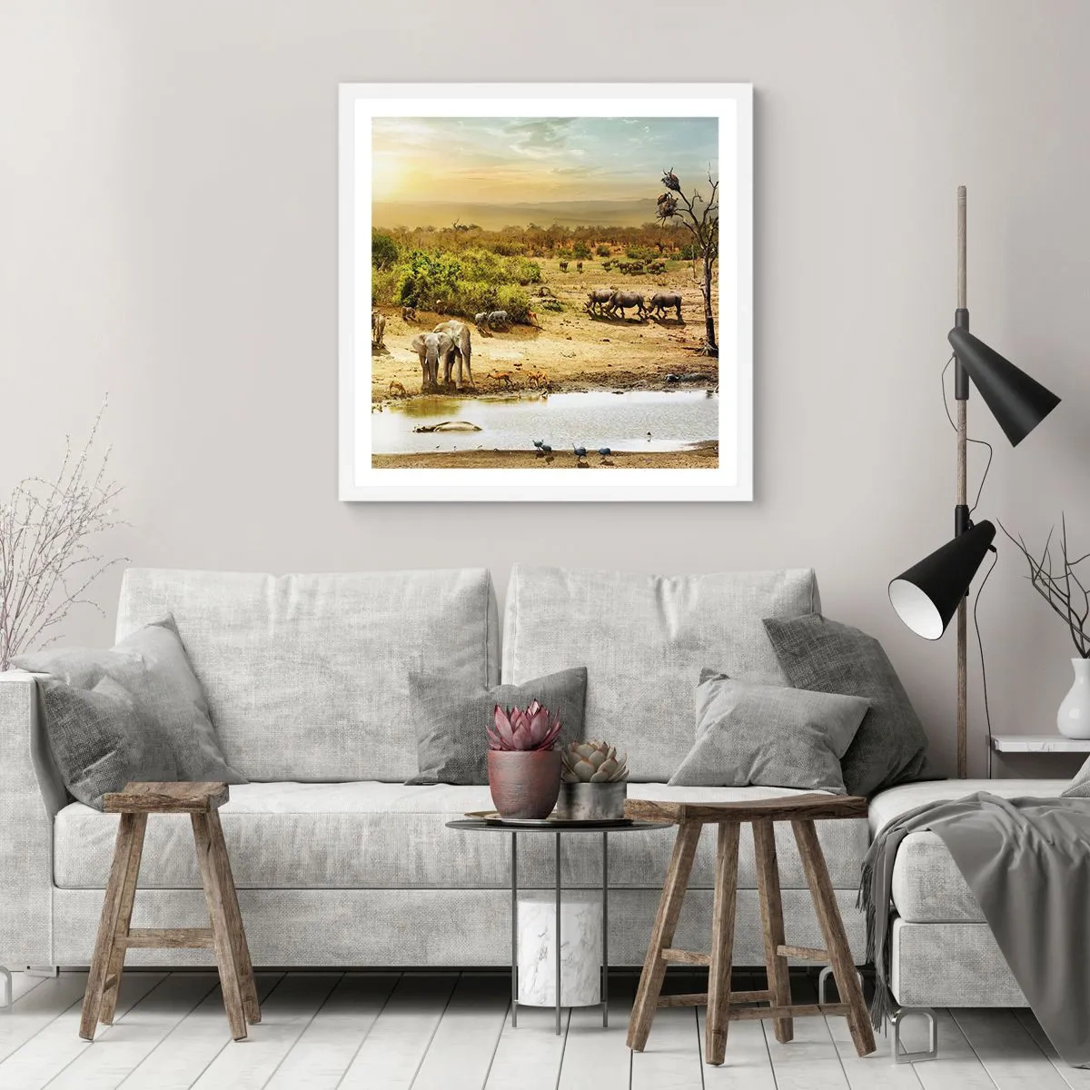 Poster in einem weißen Rahmen - Ein Fluss floss aus Eden ... - 40x40 cm