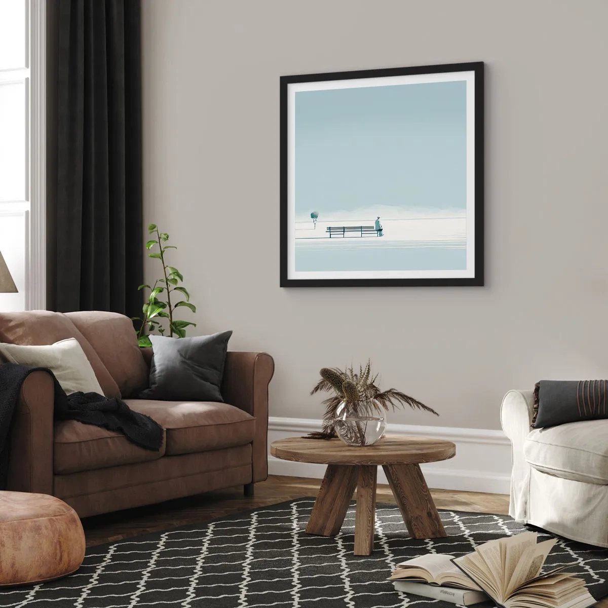 Poster in einem schwarzem Rahmen - Ja, ich warte. - 40x40 cm