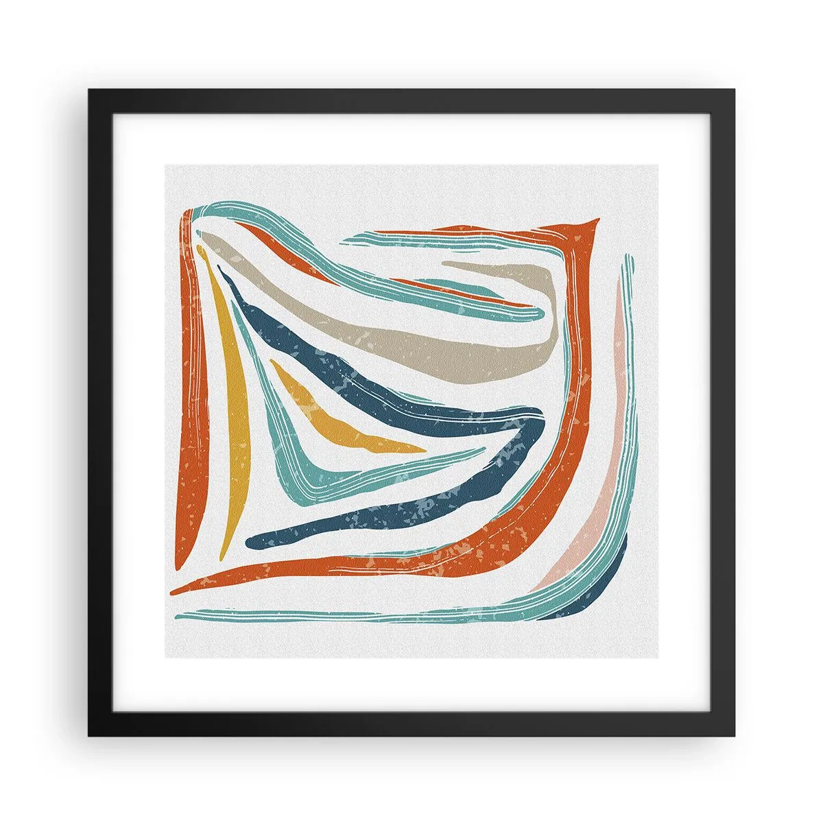 Poster in einem schwarzem Rahmen - Abstraktion mit einem freundlichen Lächeln - 40x40 cm