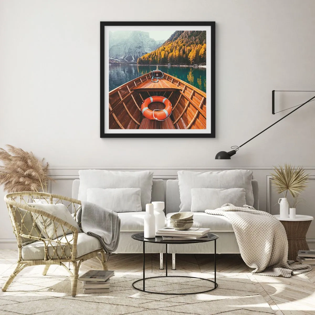 Poster in einem schwarzem Rahmen - Bergreise - 50x50 cm