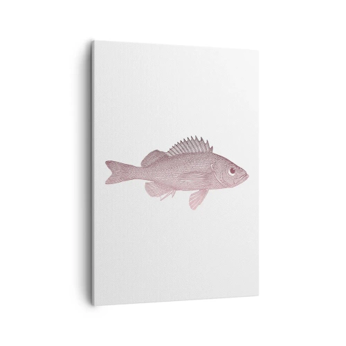 Bild auf Leinwand - Leinwandbild - Detaillierte Darstellung eines Fisches auf weißem Hintergrund - 50x70cm - Großäugiger Fisch - Moderne Wanddekoration für Wohnzimmer und Schlafzimmer ARTTOR
