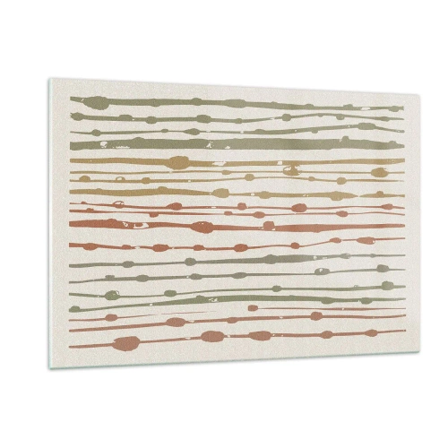 Glasbild - Bild auf glas - Bunte Linien und Punkte bilden eine rhythmische Komposition - 120x80cm - Musikalische Notation von Farben - Moderne Wanddekoration für Wohnzimmer und Schlafzimmer ARTTOR