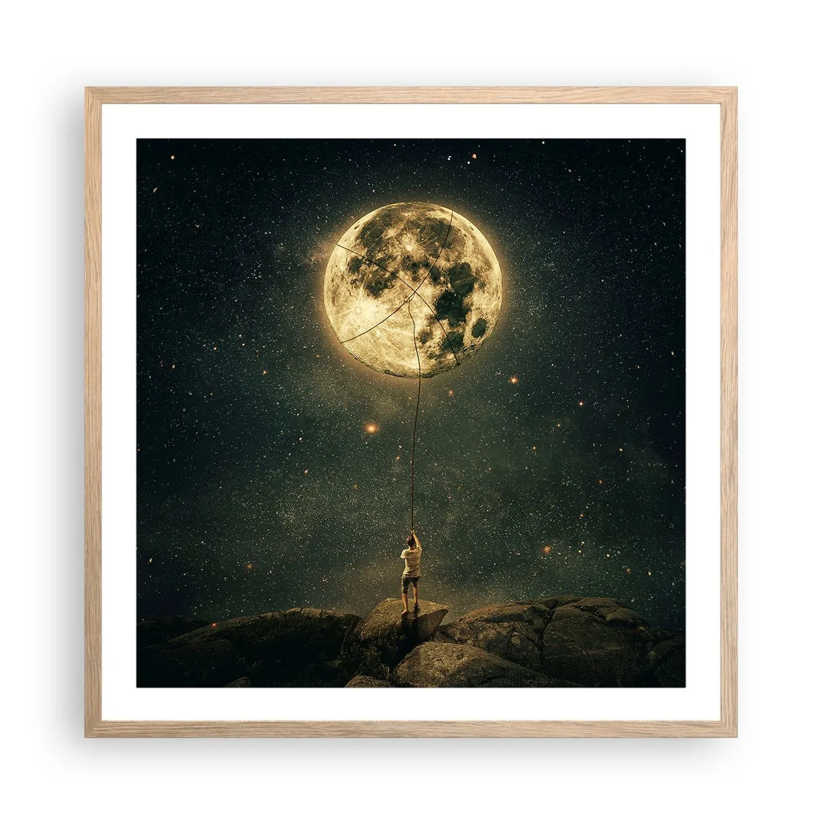 Poster in einem Rahmen aus heller Eiche - Der Mann, der den Mond gestohlen hat - 60x60 cm