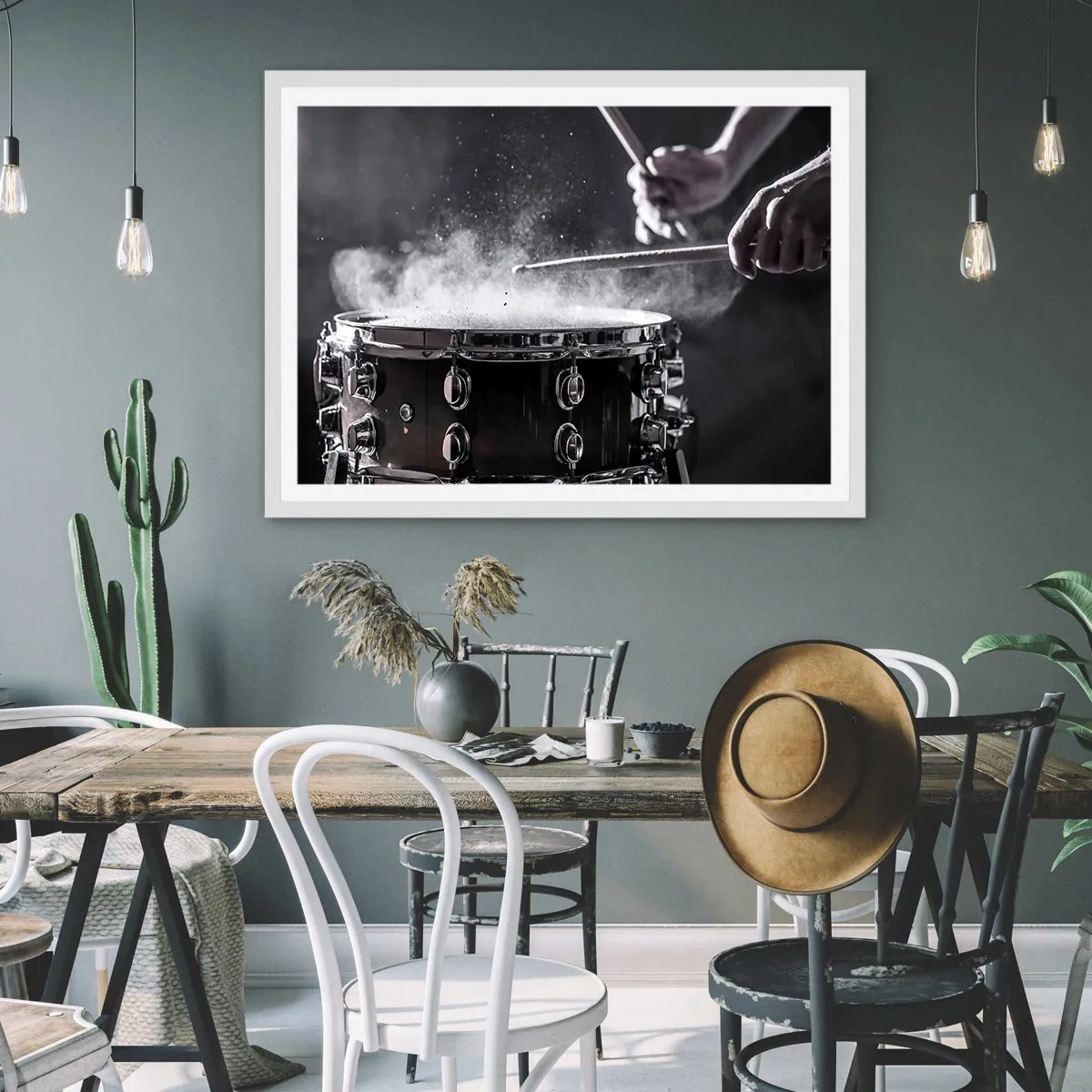 Poster in einem weißen Rahmen - Der Puls der Musik - 70x50 cm