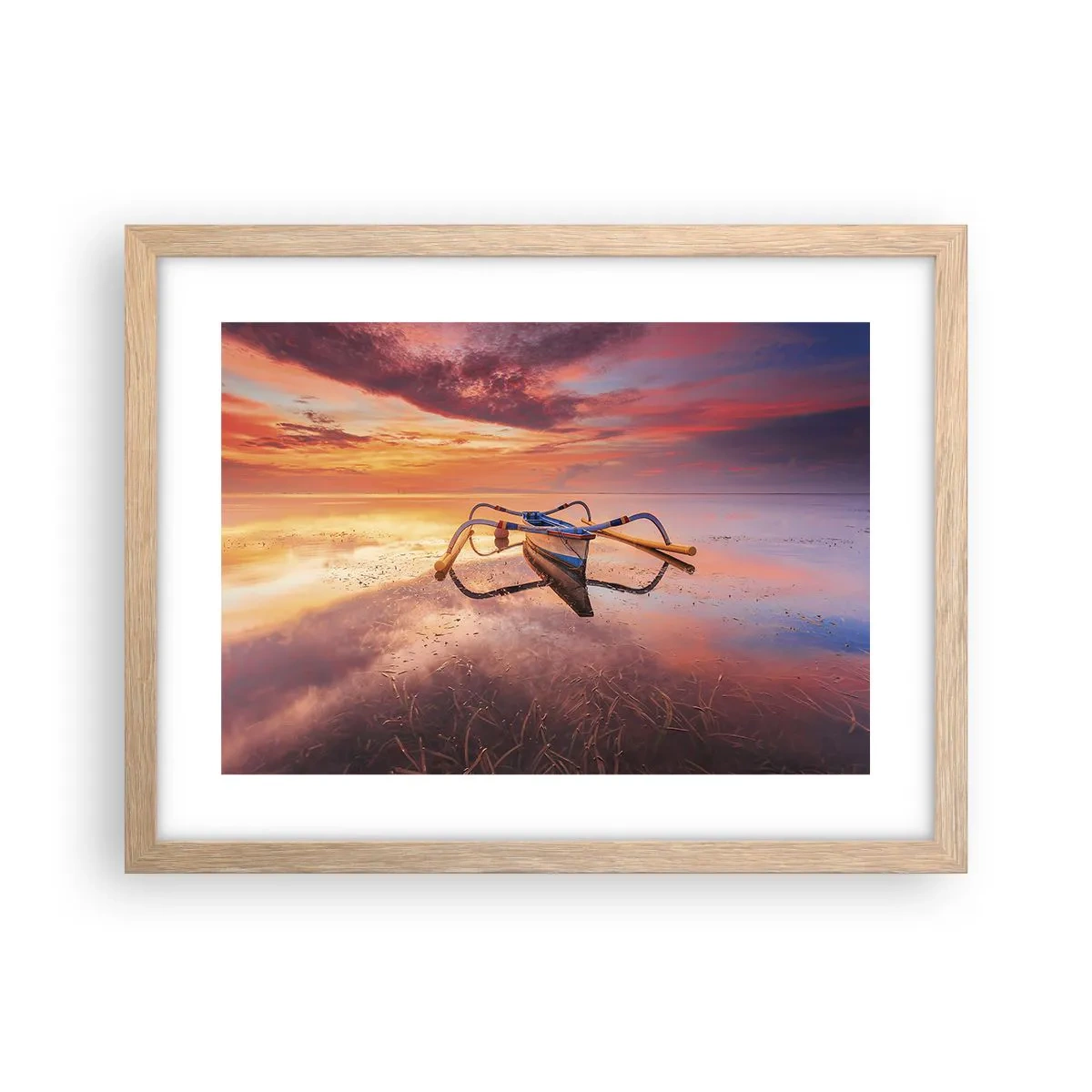 Poster in einem Rahmen aus heller Eiche - Die Ruhe eines tropischen Abends - 40x30 cm