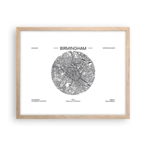 Poster in einem Rahmen aus heller Eiche - Anatomie von Birmingham - 50x40 cm
