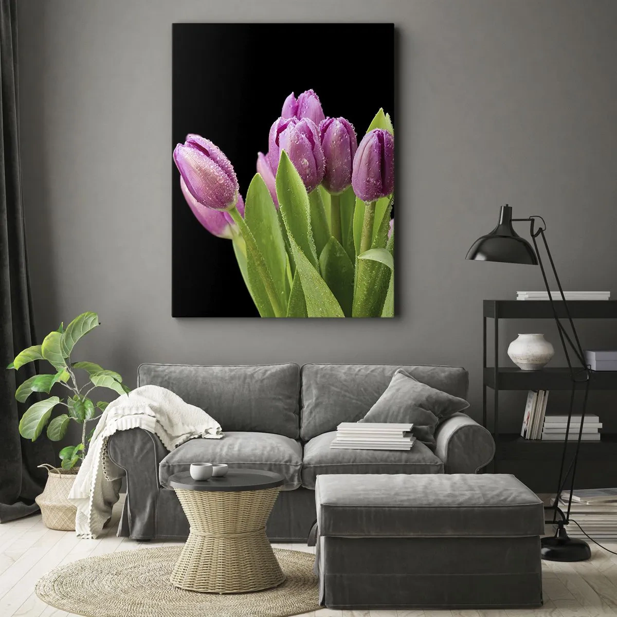 Bild auf Leinwand - Leinwandbild - Lila Frühlingsfreude - 55x100 cm