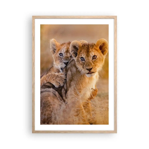 Poster in einem Rahmen aus heller Eiche - Bitte nicht stören! Wir haben Spaß - 50x70 cm