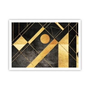 Poster - Geometrische Formen in Gold- und Schwarztönen - 100x70cm - Die Sonne der Wüste - Moderne Wanddekoration für Wohnzimmer und Schlafzimmer ARTTOR