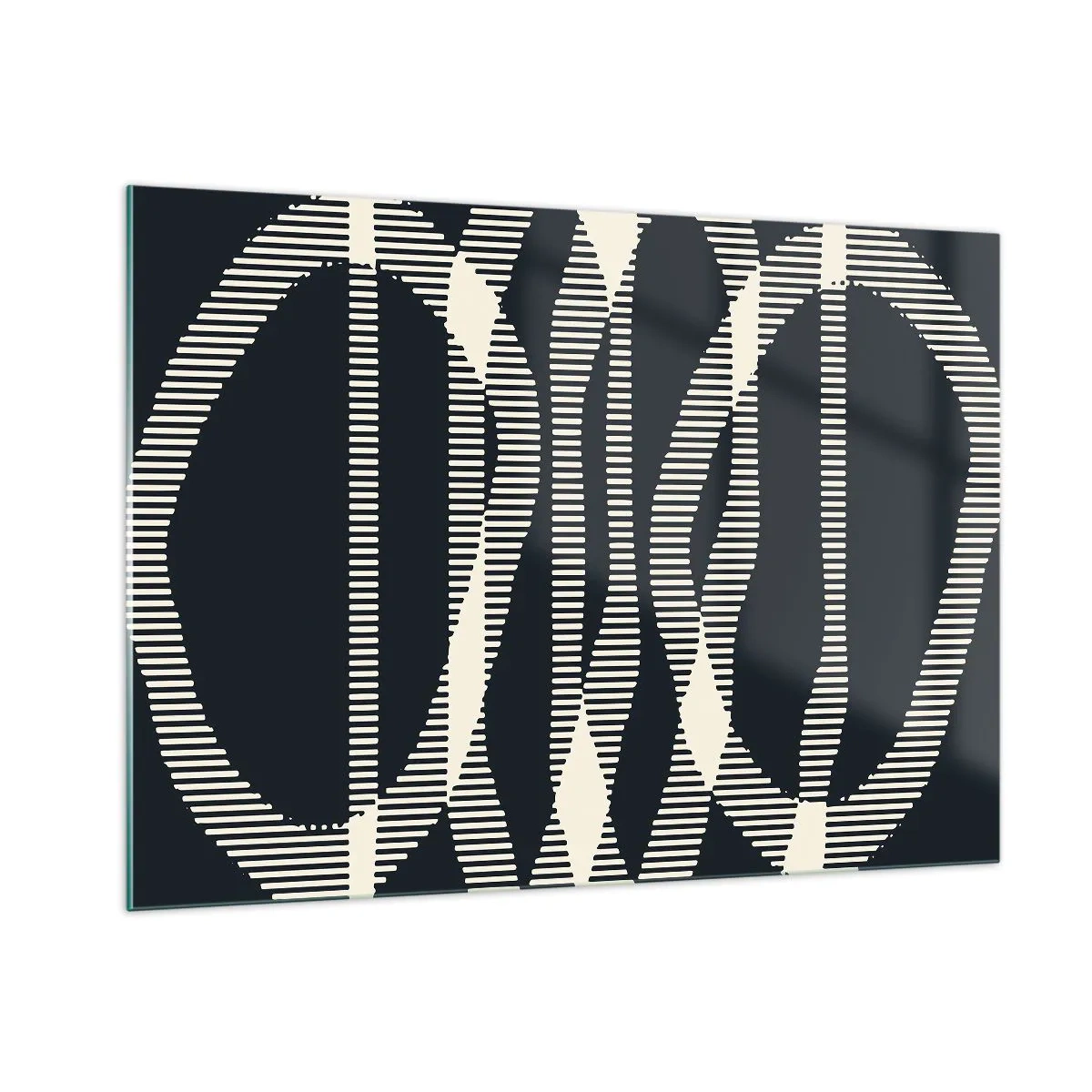 Glasbild - Bild auf glas - Geometrische Linien in Schwarz- und Beigetönen - 100x70cm - Ein Versuch, die Dunkelheit zu durchbrechen - Moderne Wanddekoration für Wohnzimmer und Schlafzimmer ARTTOR