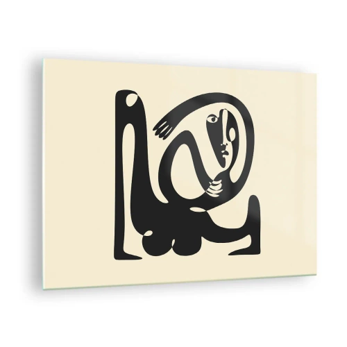 Glasbild - Bild auf glas - Abstraktes Porträt im Stil von Picasso - 70x50cm - Fast wie Picasso - Moderne Wanddekoration für Wohnzimmer und Schlafzimmer ARTTOR