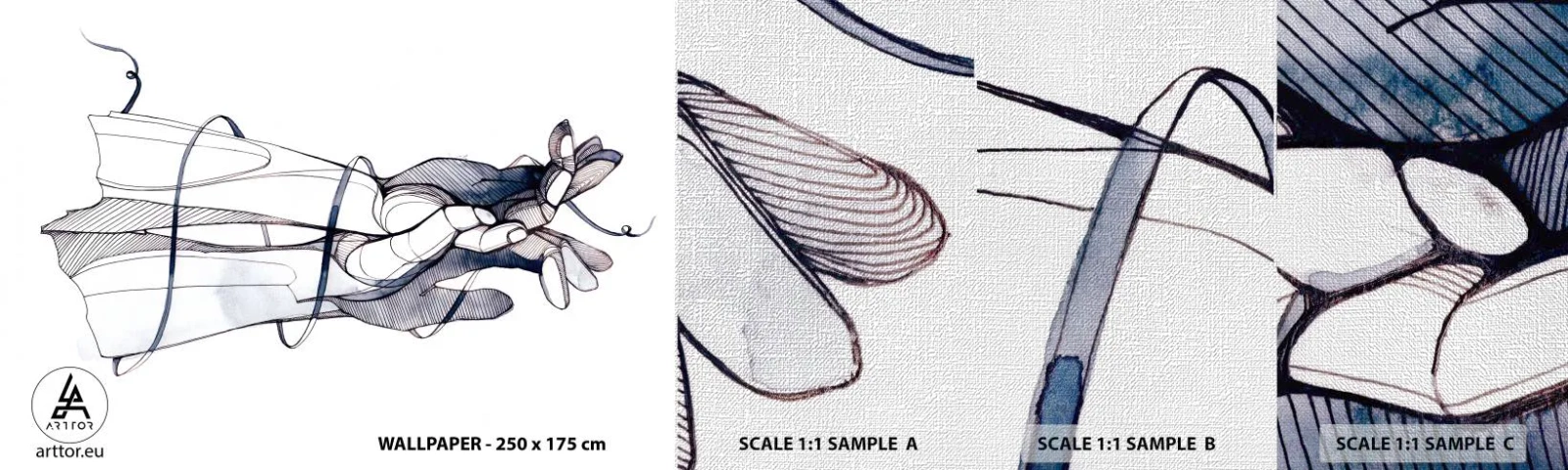 Fototapeten Muster Premium Canvas - Touch-Studie - Abstraktion, Hände, Grafik - 100x30 cm