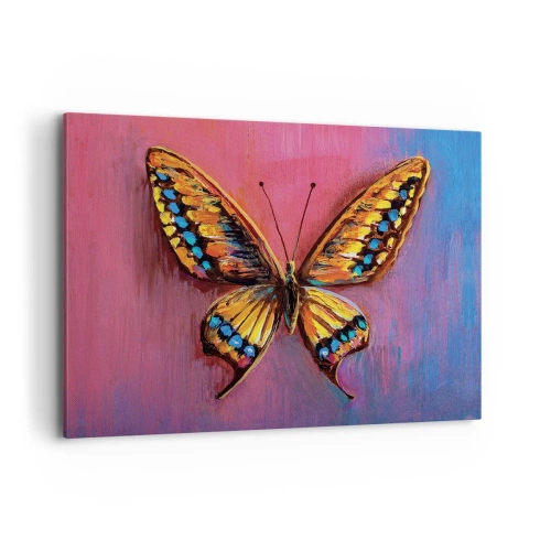 Bild auf Leinwand - Leinwandbild - Bunter Schmetterling auf abstraktem Hintergrund - 120x80cm - Ein Juwel der Natur - Moderne Wanddekoration für Wohnzimmer und Schlafzimmer ARTTOR