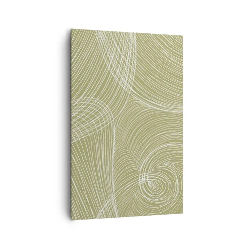 Bild auf Leinwand - Leinwandbild - Grüne und weiße Linien in einer abstrakten Komposition - 80x120cm - Komplizierte Abstraktion in Weiß - Moderne Wanddekoration für Wohnzimmer und Schlafzimmer ARTTOR