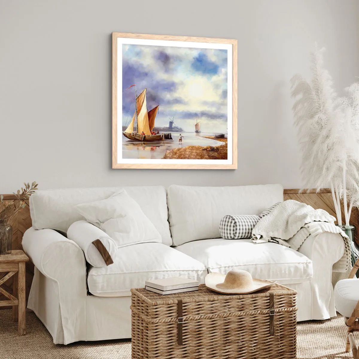 Poster in einem Rahmen aus heller Eiche - Die Rückkehr der Seeleute - 60x60 cm