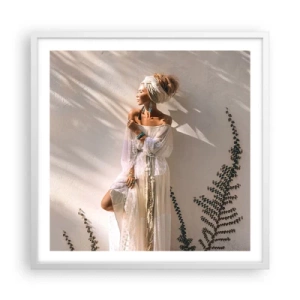 Poster in einem weißen Rahmen - Die Sonne und das Mädchen - 60x60 cm