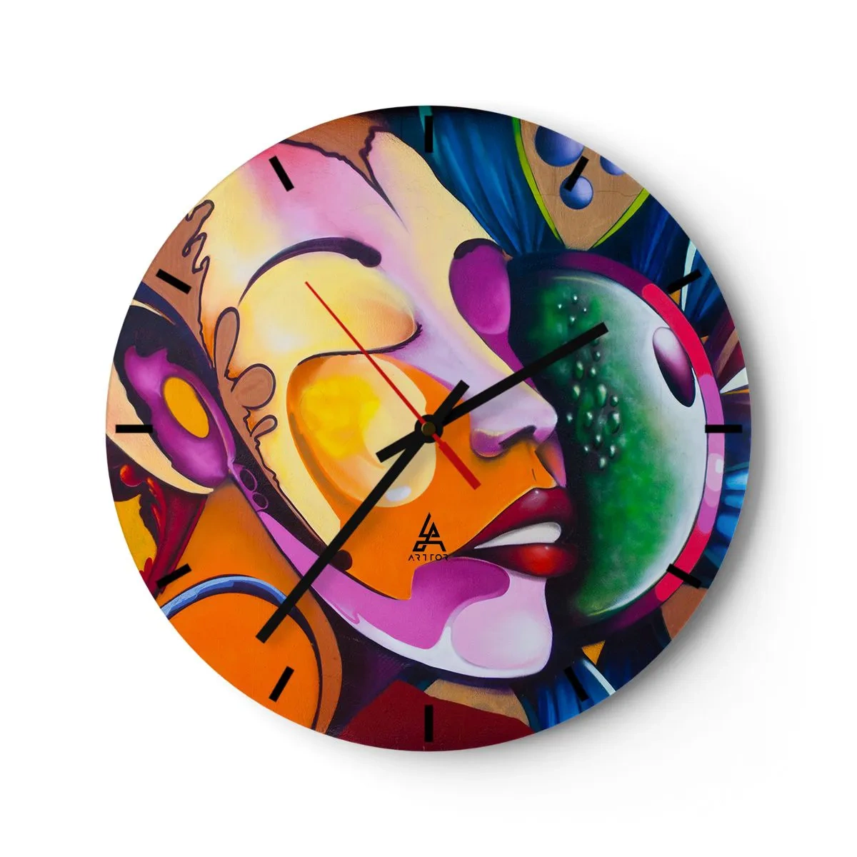 Wanduhr - Glasuhr - Mit Farbe berühren - 40x40 cm