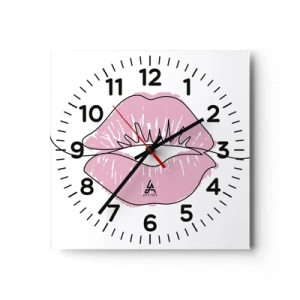 Wanduhr - Glasuhr - Bereit zum Küssen? - 30x30 cm