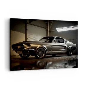 Bild auf Leinwand - Leinwandbild - Oldtimer in Retro-Garage - 100x70cm - Zurück in die Vergangenheit - Moderne Wanddekoration für Wohnzimmer und Schlafzimmer ARTTOR