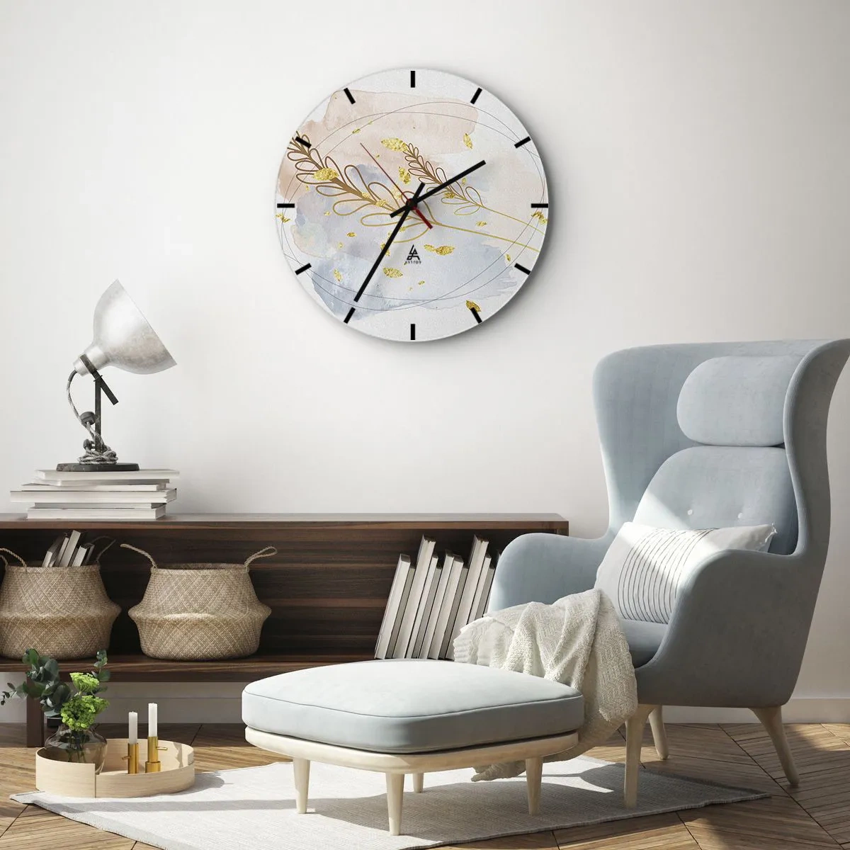 Wanduhr - Glasuhr - Goldenr Hauch - 30x30 cm
