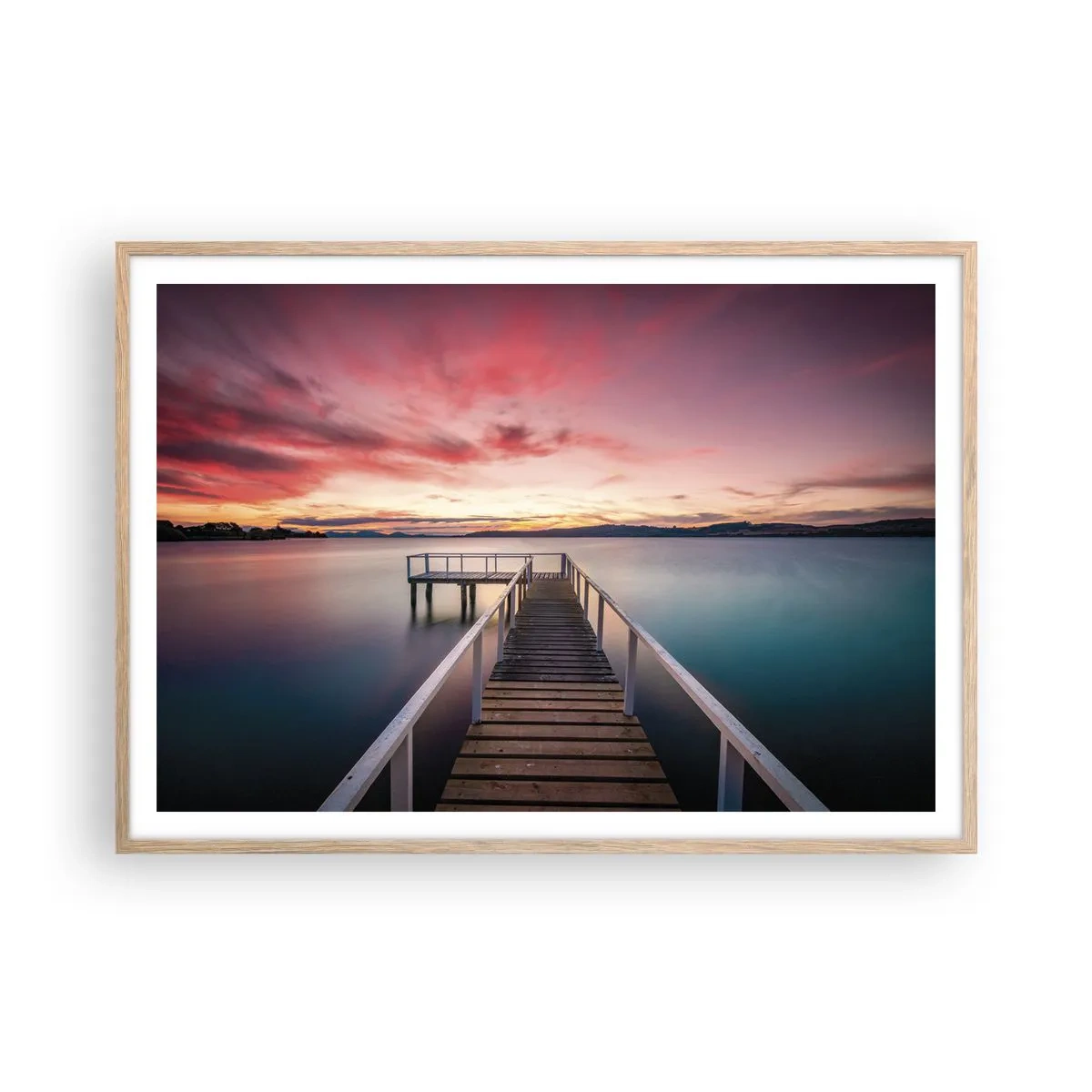 Poster in einem Rahmen aus heller Eiche - Die sanfte Flamme des Abends - 100x70 cm