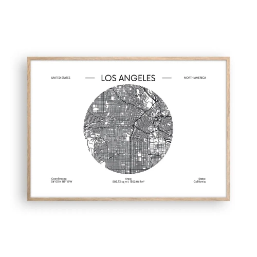 Poster in einem Rahmen aus heller Eiche - Anatomie von Los Angeles - 100x70 cm