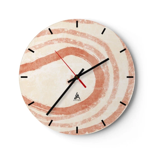 Wanduhr - Glasuhr - Abstrakte Korallenkreise auf hellem Hintergrund - 30x30cm - Korallenkreise – Komposition - Moderne Wanddekoration für Wohnzimmer, Küche und Schlafzimmer ARTTOR