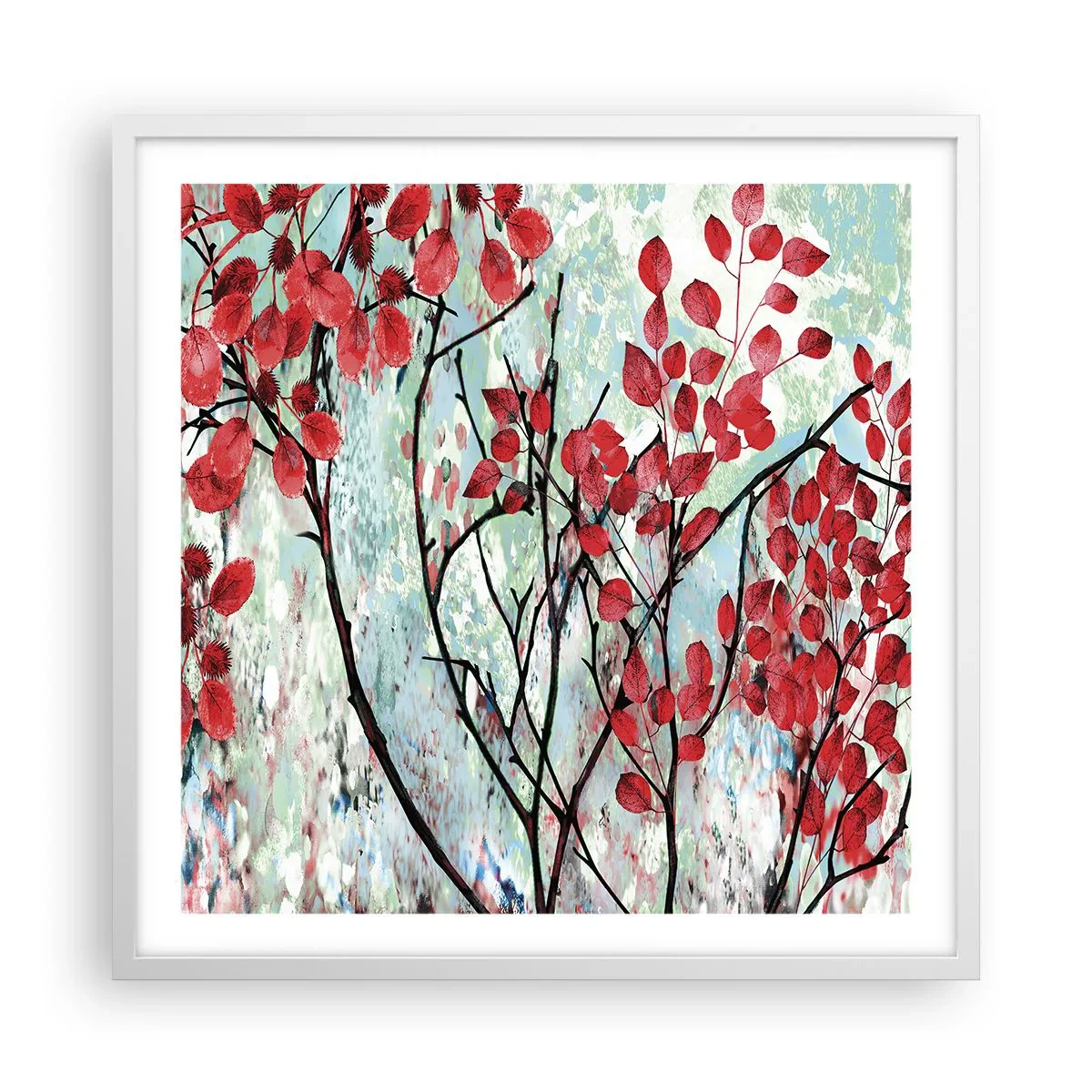 Poster in einem weißen Rahmen - Baum in Scharlachrot - 60x60 cm