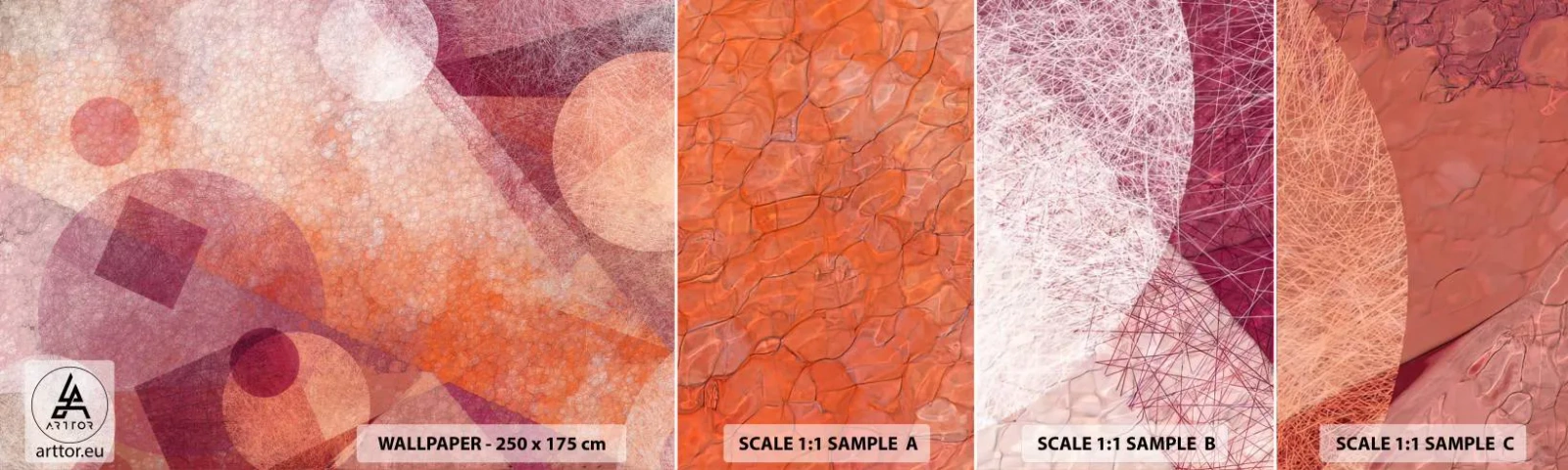 Fototapeten Muster Selbstklebend Deluxe Sticker - Geometrische Transformationen in Pink - Abstraktion, Stück, Modernes Muster - 100x30 cm