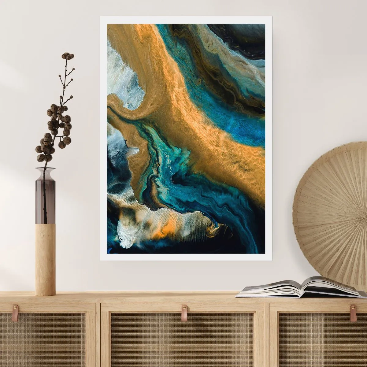 Poster - Blau - Gelb - gegenseitige Beeinflussung - 40x50 cm