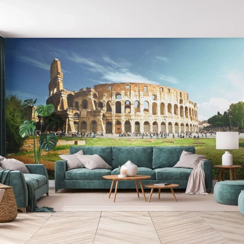 Fototapete Premium Canvas - Wir können immer noch das Knallen der Waffe hören - Kolosseum, Rom, Die Architektur - 150x105 cm