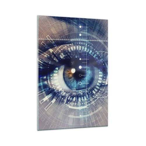 Glasbild - Bild auf glas - Ein technologisches Auge mit einer futuristischen Schnittstelle - 80x120cm - Du denkst du kennst mich - Moderne Wanddekoration für Wohnzimmer und Schlafzimmer ARTTOR