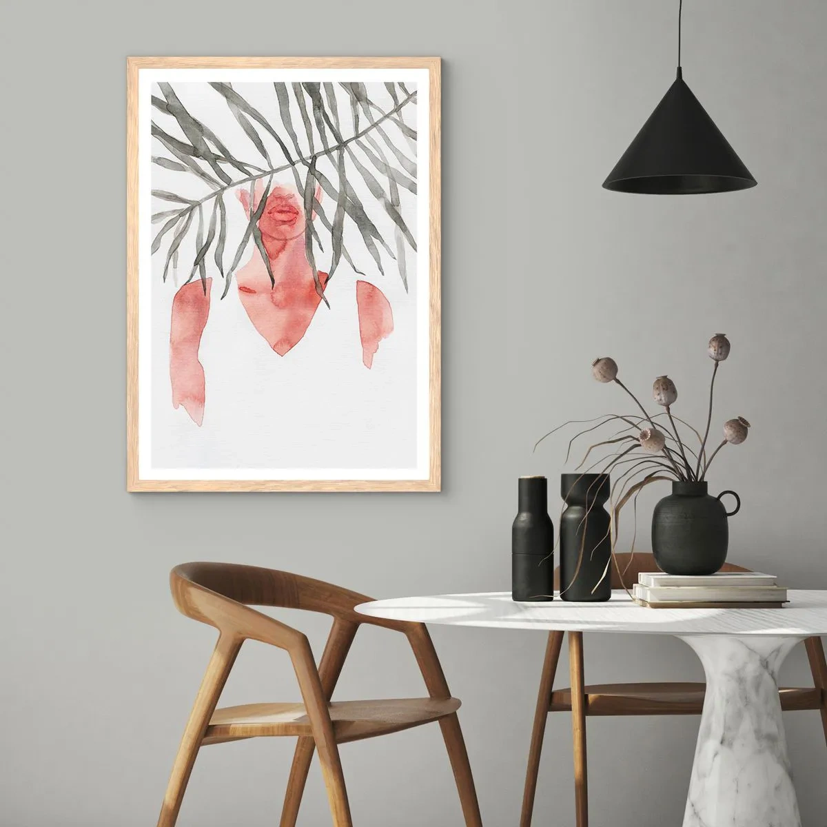 Poster in einem Rahmen aus heller Eiche - Dame der Tropen - 30x40 cm