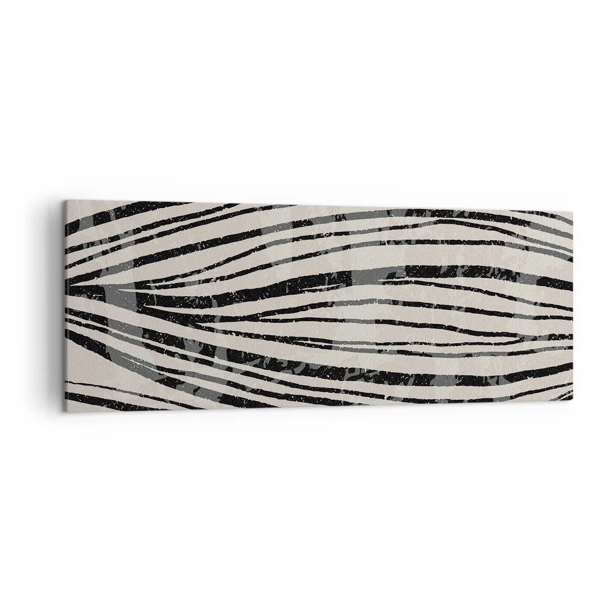 Bild auf Leinwand - Leinwandbild - Abstrakte Wellen in Schwarz-Weiß-Tönen - 140x50cm - Linienpool - Moderne Wanddekoration für Wohnzimmer und Schlafzimmer ARTTOR