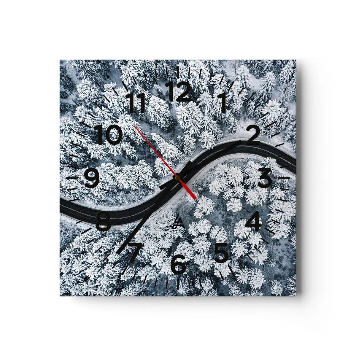 Wanduhr - Glasuhr - Durch den Winterwald - 30x30 cm
