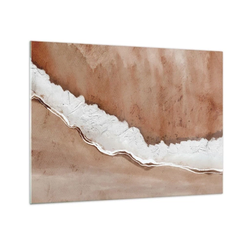 Glasbild - Bild auf glas - Künstlerische Struktur in Erdtönen und Weiß - 70x50cm - In Farben der Erde - Moderne Wanddekoration für Wohnzimmer und Schlafzimmer ARTTOR