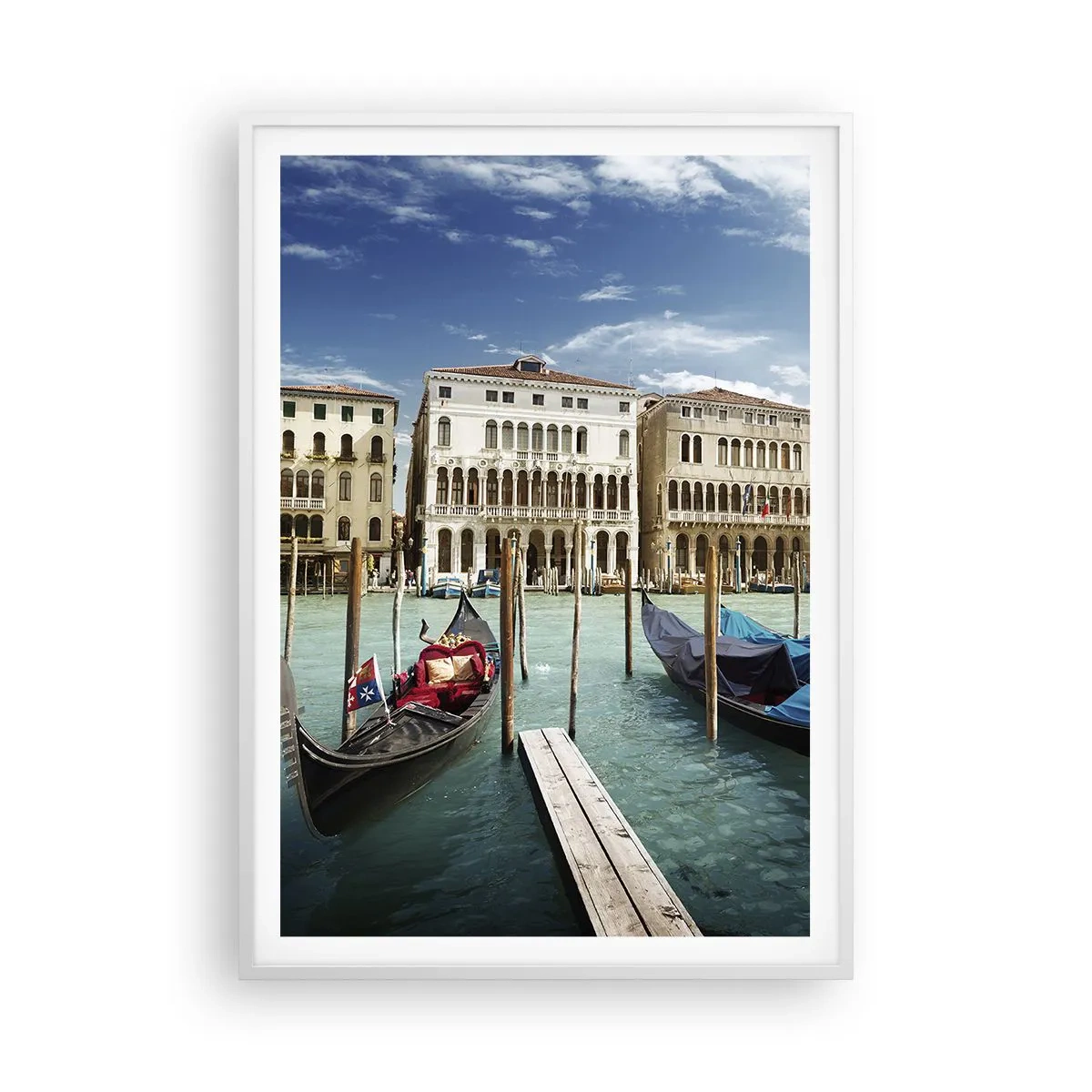 Poster in einem weißen Rahmen - Paläste in Blau - 70x100 cm