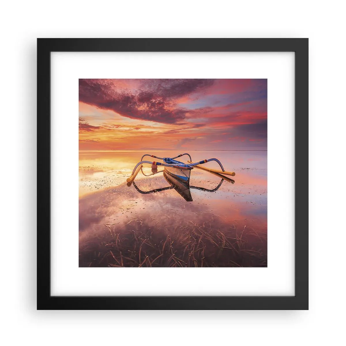 Poster in einem schwarzem Rahmen - Die Ruhe eines tropischen Abends - 30x30 cm