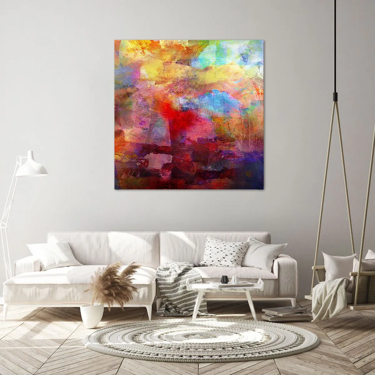 Bild auf Leinwand - Leinwandbild - Schau in den Regenbogen - 60x60 cm