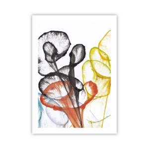 Poster - Bunte Blätter in kunstvoller, transparenter Komposition - 50x70cm - Blumen mit Seele - Moderne Wanddekoration für Wohnzimmer und Schlafzimmer ARTTOR