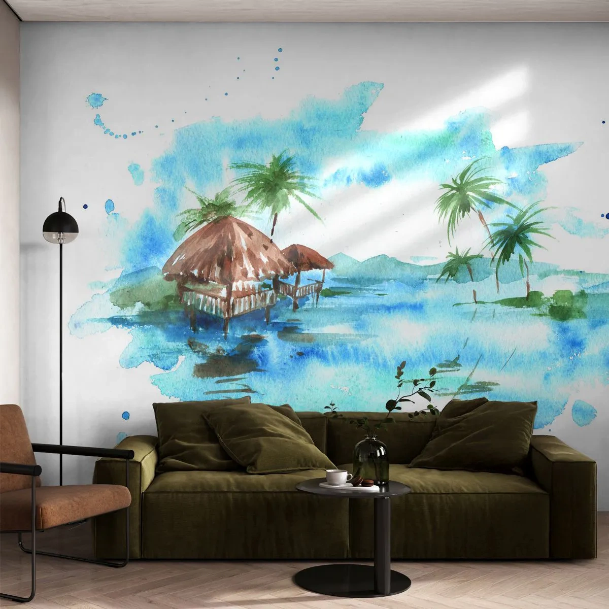 Fototapete Premium Canvas - Irgendwo im Pazifik - Landschaft, Insel, Palmen - 200x140 cm