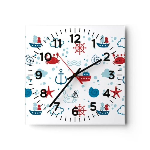 Wanduhr - Glasuhr - Märchen vom Meer - 40x40 cm