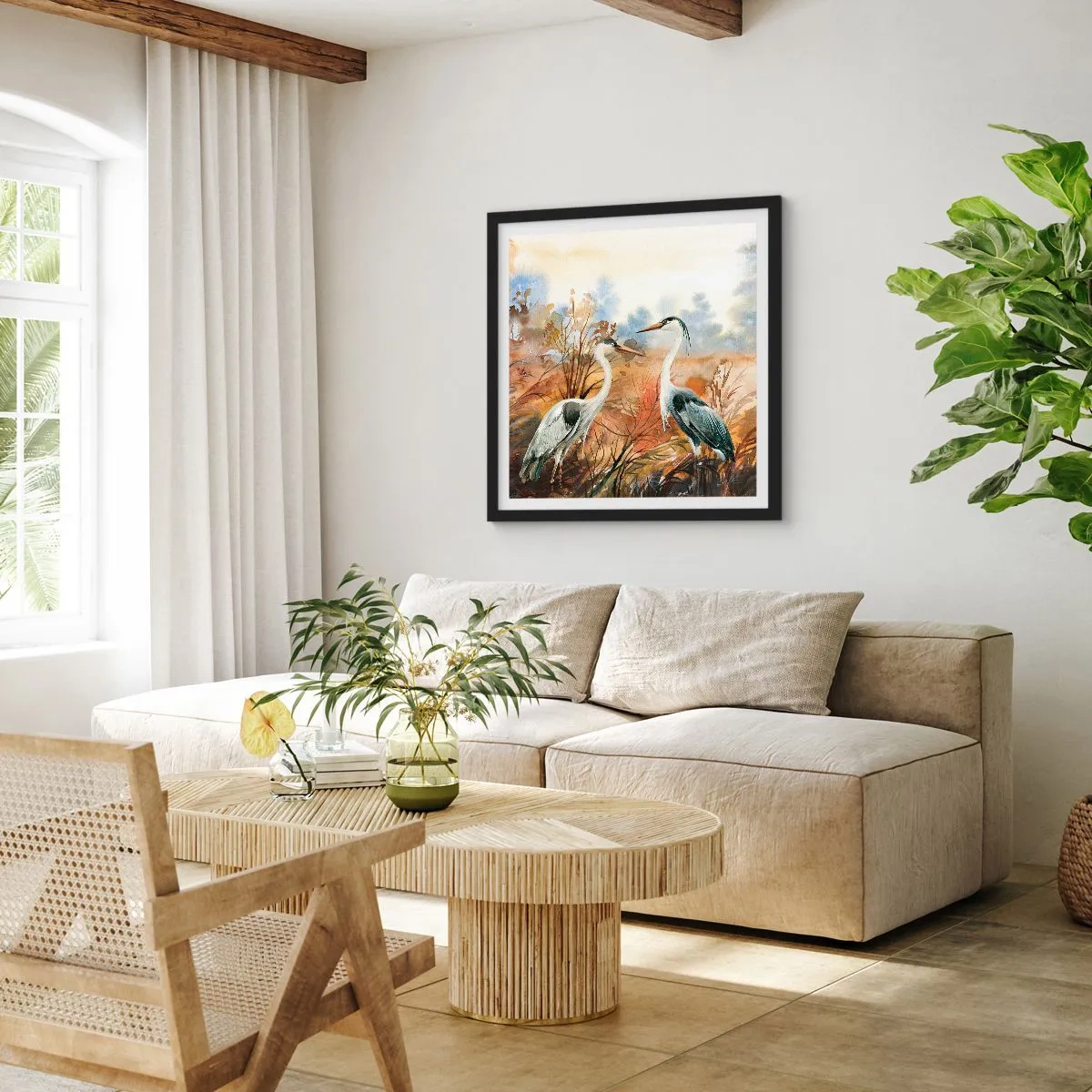 Poster in einem schwarzem Rahmen - Wohin im Herbst? - 50x50 cm