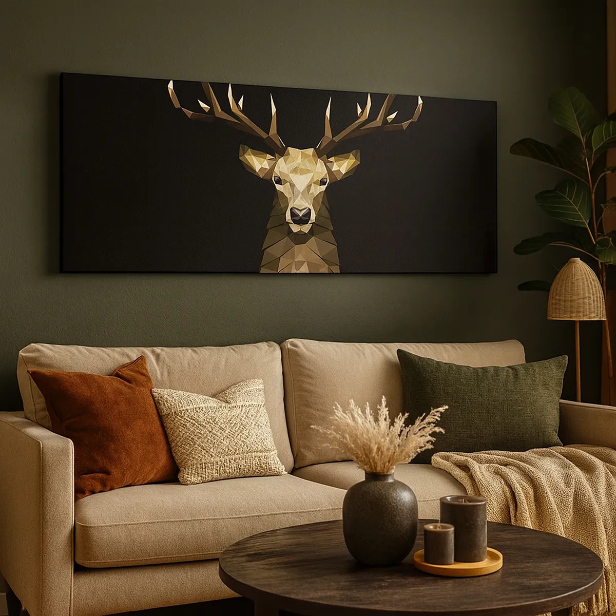 Bild auf Leinwand - Leinwandbild - Kubistischer Hirsch - 30x30 cm