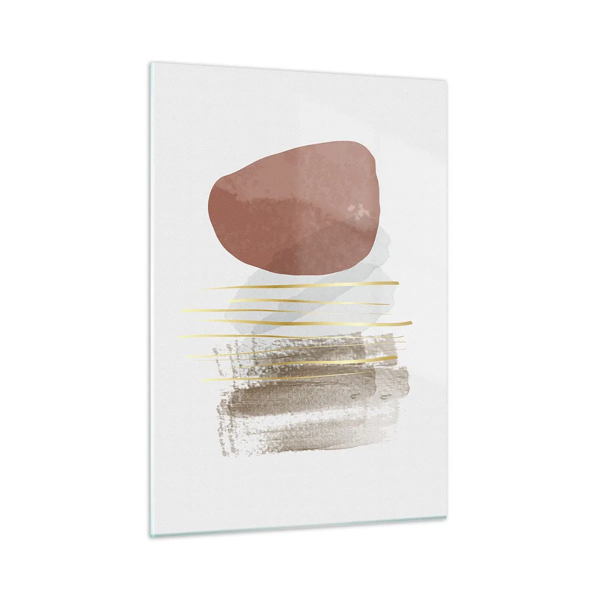 Glasbild - Bild auf glas - Minimalistische Abstraktion mit beigen und braunen Formen - 50x70cm - Abstrakte Kolonnade - Moderne Wanddekoration für Wohnzimmer und Schlafzimmer ARTTOR